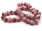 40 10mm Pink with Red and Green Splatter Paint Smooth Round Glass Beads
